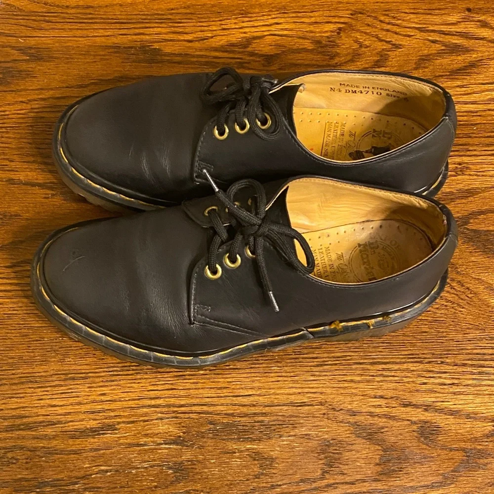 Dr. Martens Made in England 1461 Vintage 3 Eye Black Leather Oxfords UK 6 US 8 W